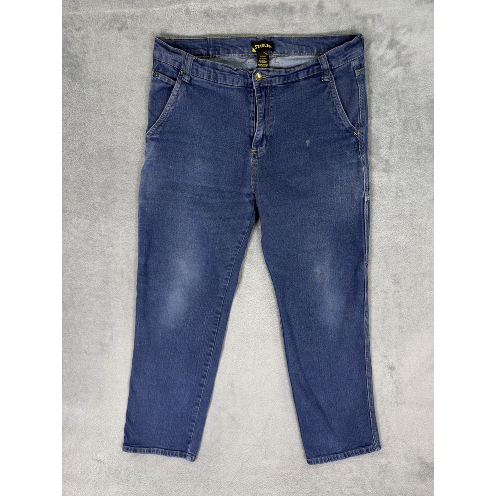 Stanley Jeans Mens 36x32 Blue Medium Wash Straight Carpenter‎ Pockets Stretch